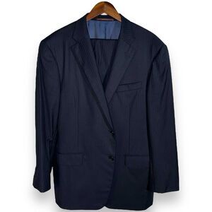 Hickey Freeman Bespoke Navy Pinstripe 2 Piece Suit 46R